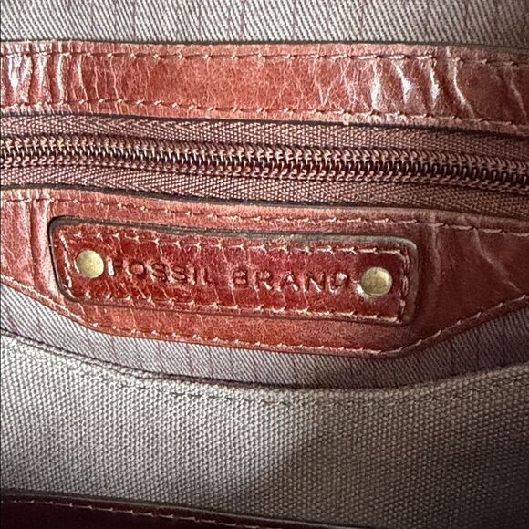 Fossil Brand Vintage Brown Leather Crossbody Messenger Bag Adjustable Strap - Picture 12 of 15